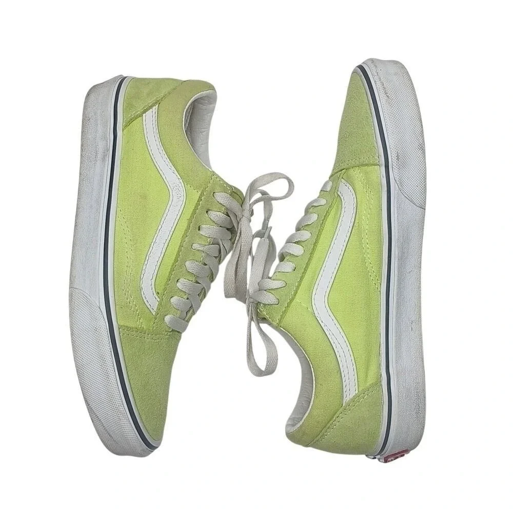 Vans Old Skool Lime Green Canvas Low Top Skate Shoes Mens‎ 6.5 Womens 8